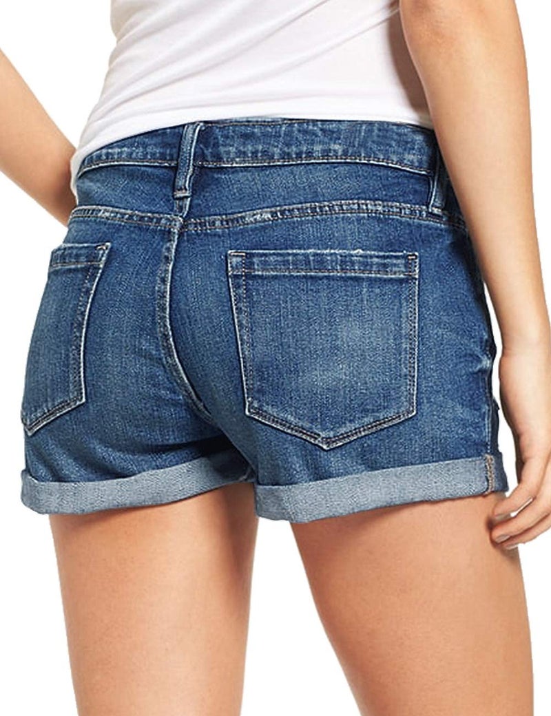 LookbookStore Women Casual Summer Denim Shorts for Women High Waisted Rolled Hem Cuffed Hem Distressed Jeans Jorts Y2K Ripped Jean Shorts Denim Blue Size S - Image 2